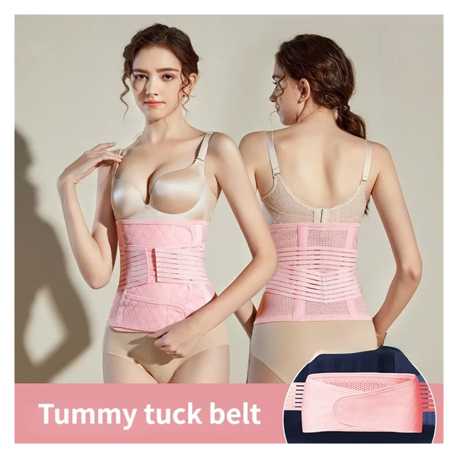 Faja Reductora Faja Moldeadora de Cintura, Faja Moldeadora de Cuerpo, cinturón de abdominoplastia for Mujer, Banda elástica de Contorno, cinturón Abdominal posparto(Pink Set,XXL)