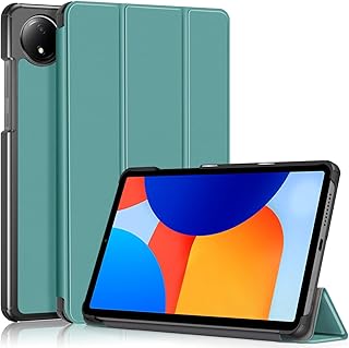 دينغجواوا جراب متوافق مع شاومي ريدمي باد اس اي 8.7 انش 2024، غطاء ذكي خفيف الوزن ثلاثي الطيات قابل للطي، اخضر داكن