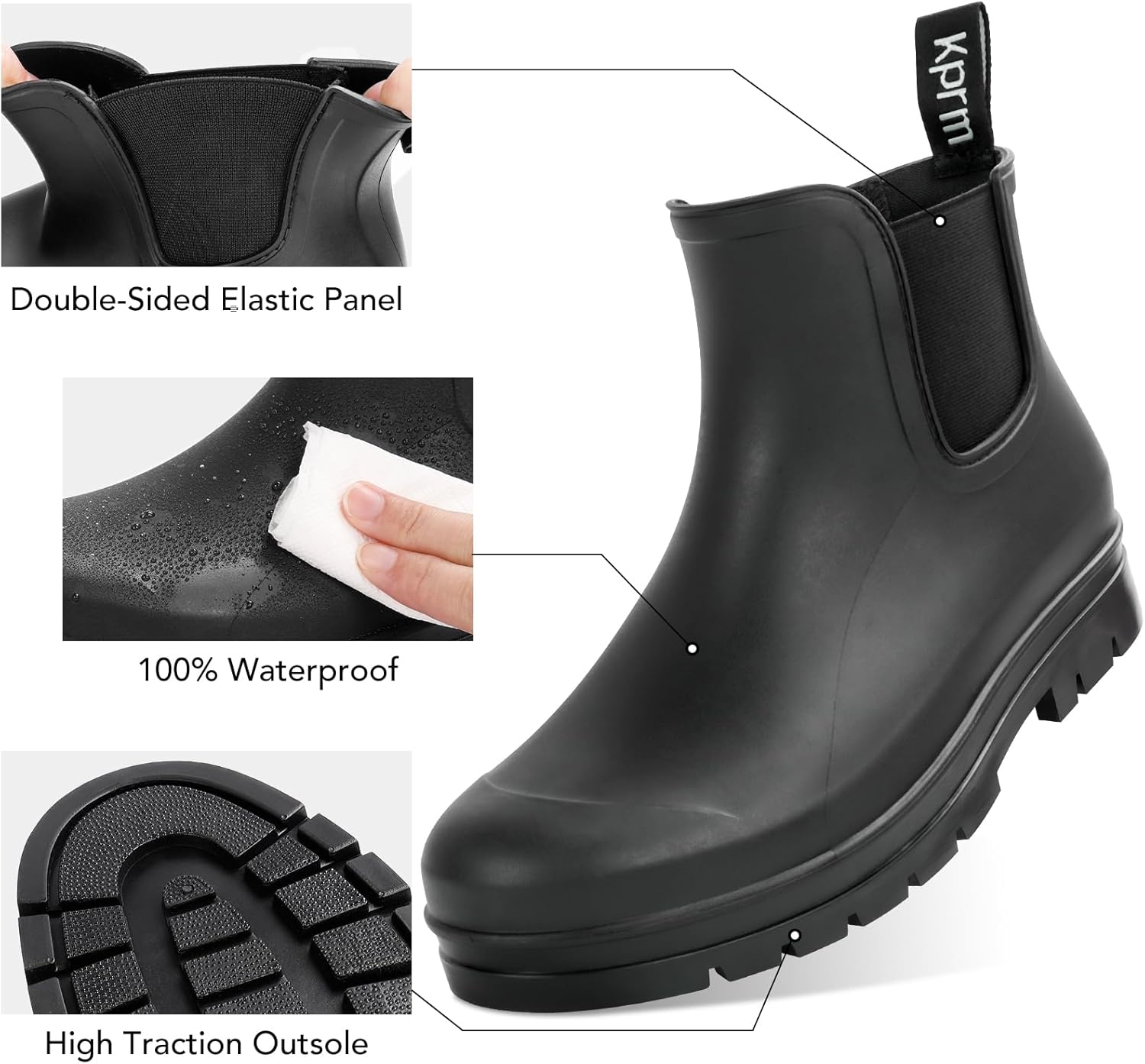 Short Rain Boots for Women Waterproof Ankle Womens Rubber Garden Rainboots for Mud Barn Gardening Yard Farm Work - Image 2