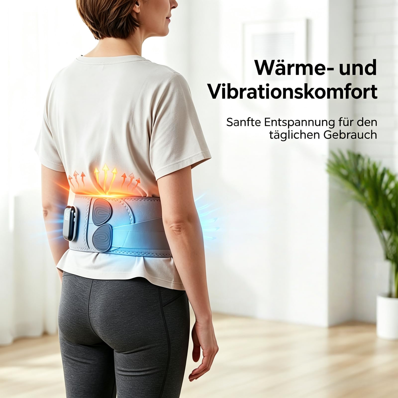 Orthofit - Cintura per la schiena, sistema di terapia a impulsi Orthofit, sistema di terapia a impulsi, set di vibrazione termica, dispositivo rimovibile, cuscino termico wireless (nero)