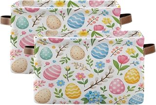 Easter and Spring Storage Baskets Foldable Fabric Baskets Large Storage Bins for Organizing Shelves Closet Home, Decorate Your Rooms