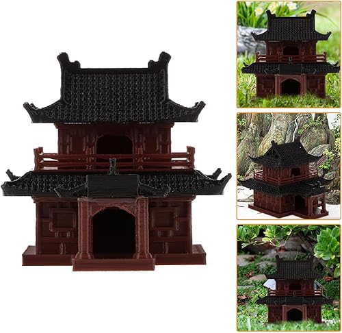Miniatura 4 de COHEALI Mini Pavilion Fish Tank Ornament Plastic Micro Landscape Decoration for Aquarium Lightweight Miniature Pavilion Statue for Desk Garden