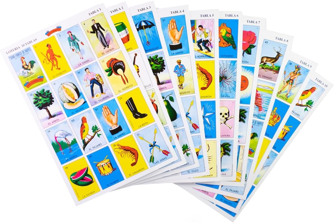 Don Clemente Authentic Original JUMBO Mexican Bingo Loteria Game, 10 Boards, NEW
