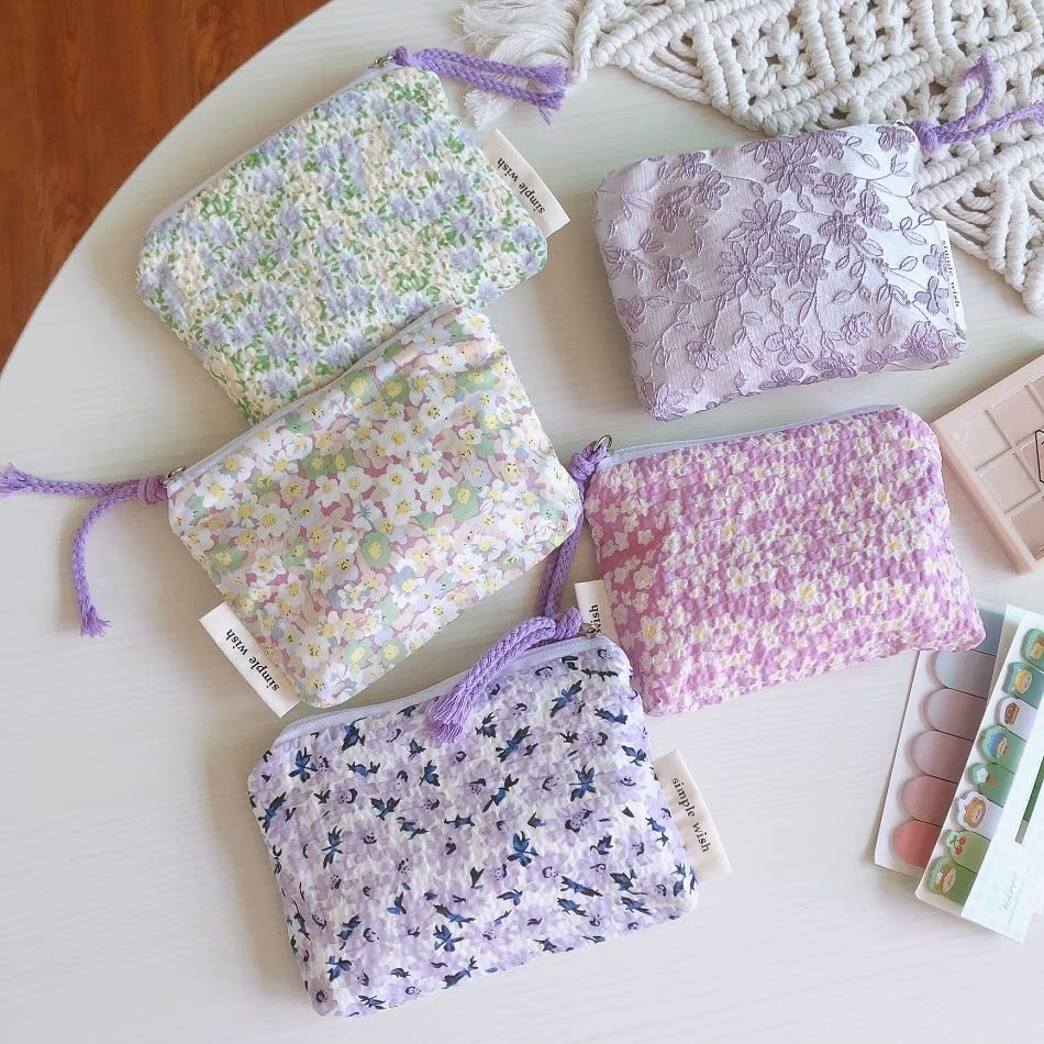 Miniatura 2 de Coquette - Bolsa de maquillaje estética, pequeña bolsa de maquillaje para bolso, bolsa de cosméticos de pana para mujeres (tipeA)