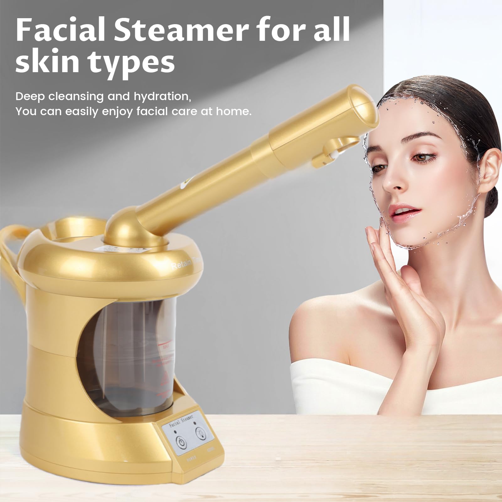 Retain time Vaporizzatore facciale, vapore per la pulizia profonda del viso, vapore per la cura del viso o spa, idratante e idratante.