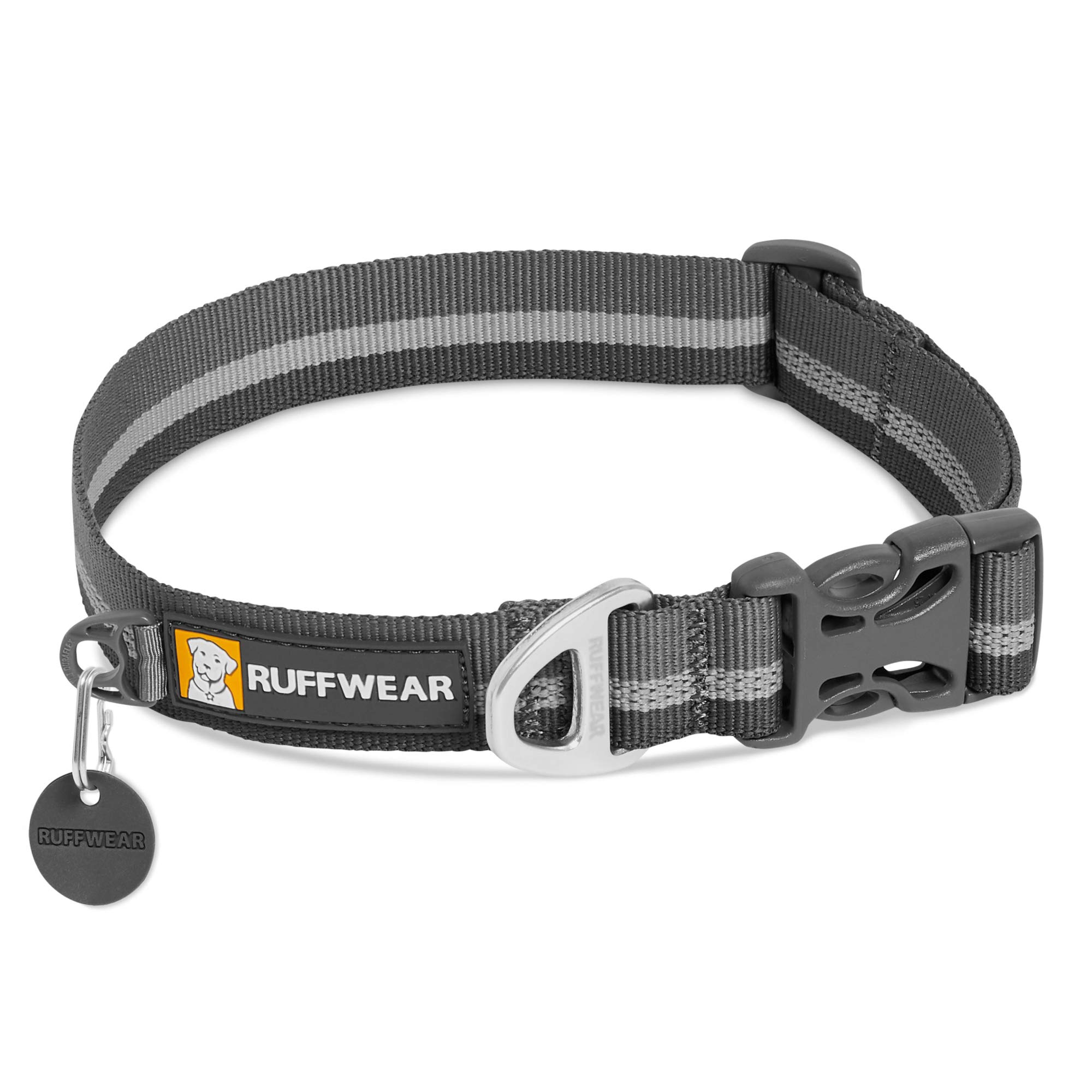RUFFWEAR Crag Hundehalsband, Reflektierendes und Bequemes Halsband für den Täglichen Gebrauch, Granitgrau, 51–66 cm