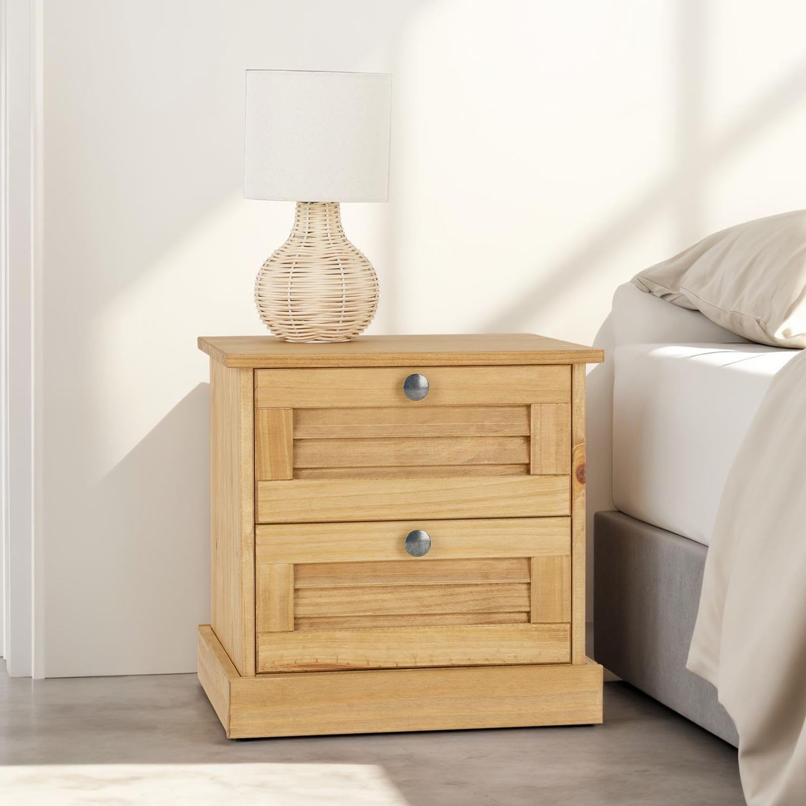 IDIMEX Nachttisch Veneta – 2 Schubladen, Natur, Kiefer Massivholz, Landhausstil