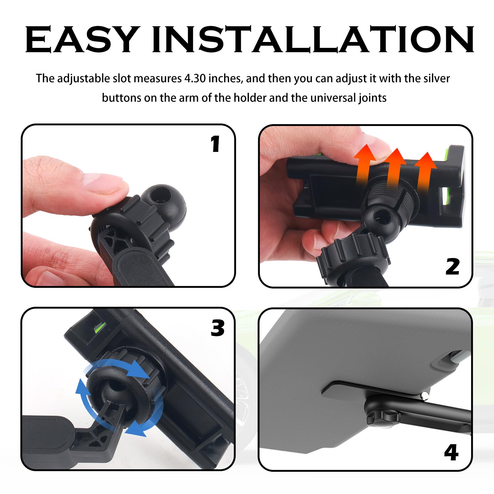 Sun Visor Phone Holder for Car,360° Swivel Adjustable Sunvisor Phone Holder for Car for Easily Phones Checking,Foldable Cars Phones Holders with 180° Retractable Arm 4
