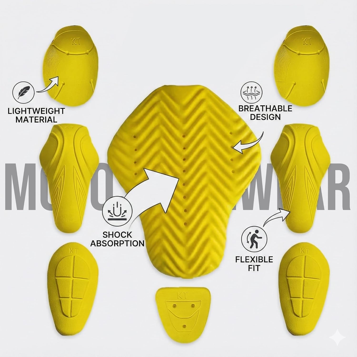 CE Certified Armor Pads Pack of 8 Pieces, Level 1 Approved Back, Level 2 Shoulder, Thigh, Hip and Elbows Protectors for Motorcycle Jackets.