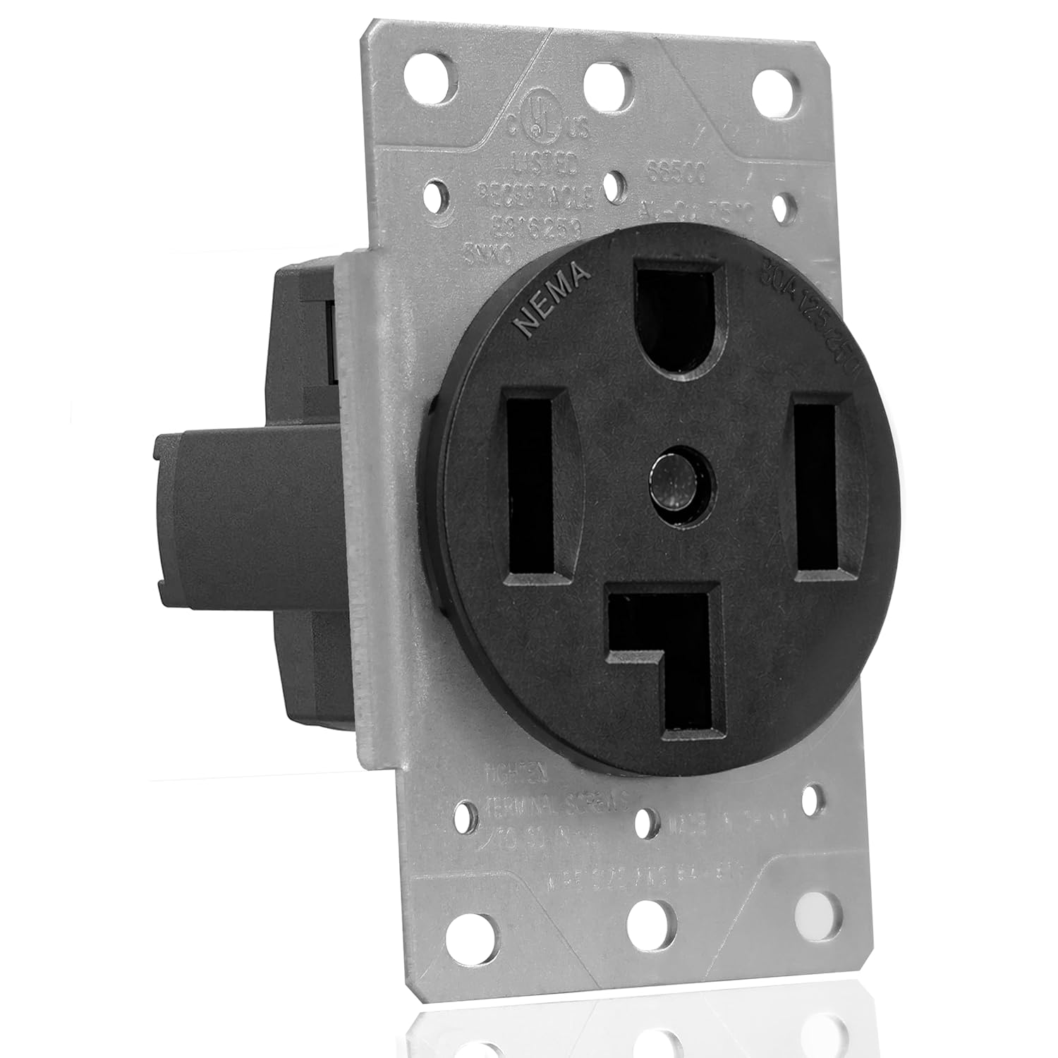 NEMA 6-50R Industrial Power Receptacle Outlet, 50 Amp 250V Flush Mount Electrical Outlet for Welders, EV Chargers Without Neutral, Compressors & Industrial Equipment