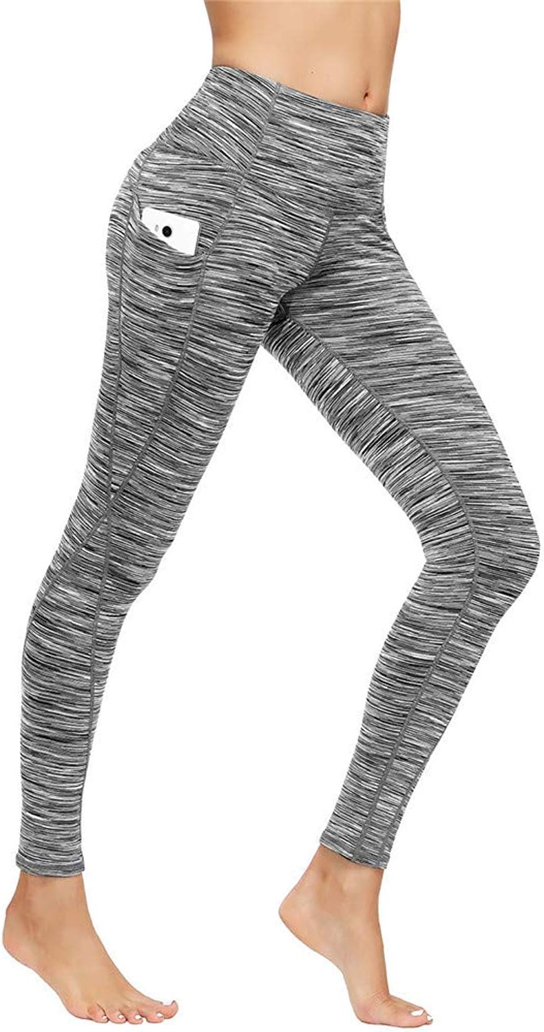 BICHEPolyester Moisture Management Quick Dry 4 Way Stretch Sweat Absorbing Yoga Pants Leggings with Mobile Pocket for Gym Sports Dancing Cardio