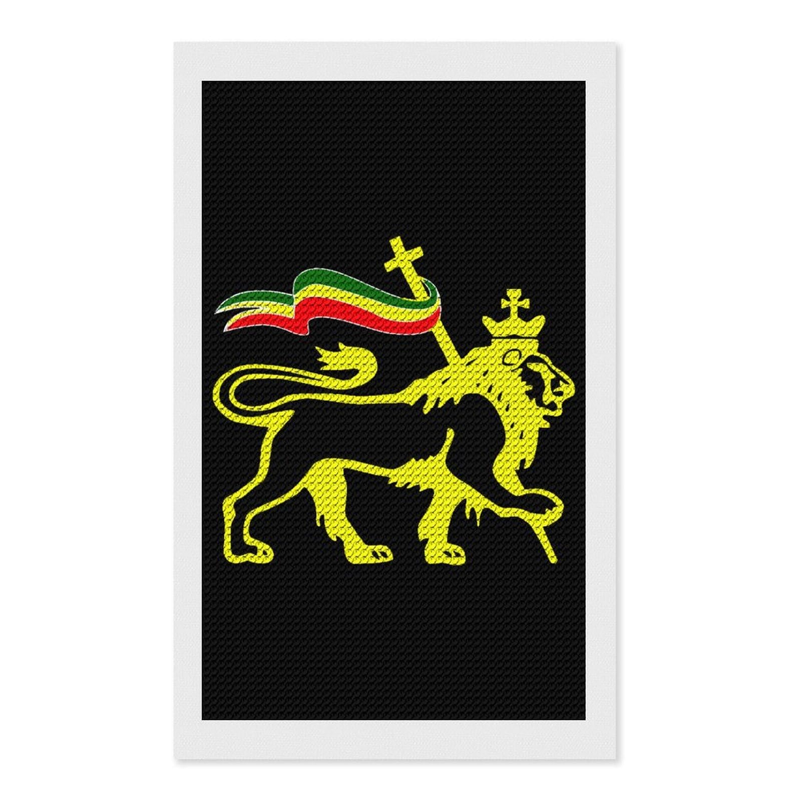 Nclqvjxzkhw Style Rasta-Lion Of Judah Vintage Diamond Art Painting For Adult Round Diamonds Pictures Arts Crafts Home Wall Decor 12"X20"