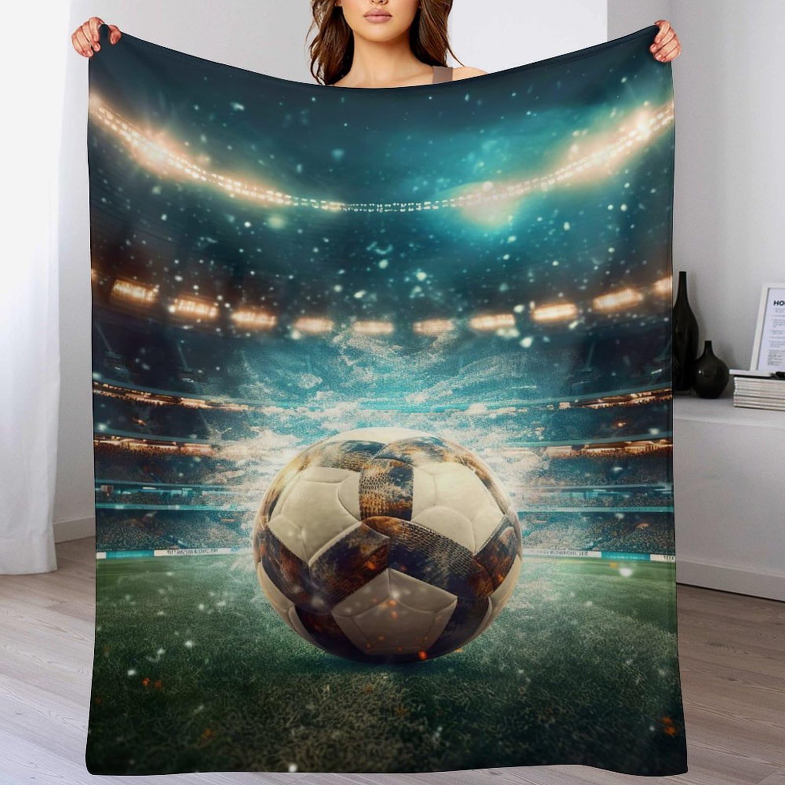 Manta de fútbol de forro polar para regalar a fans en su cama