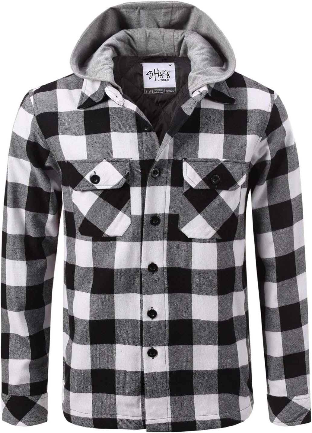 Shaka Wear Men's Plaid Shirts – Flannel Long Sleeve Casual Button Up Fleece Soft Quilted Lined Jacket Regular and Big Size