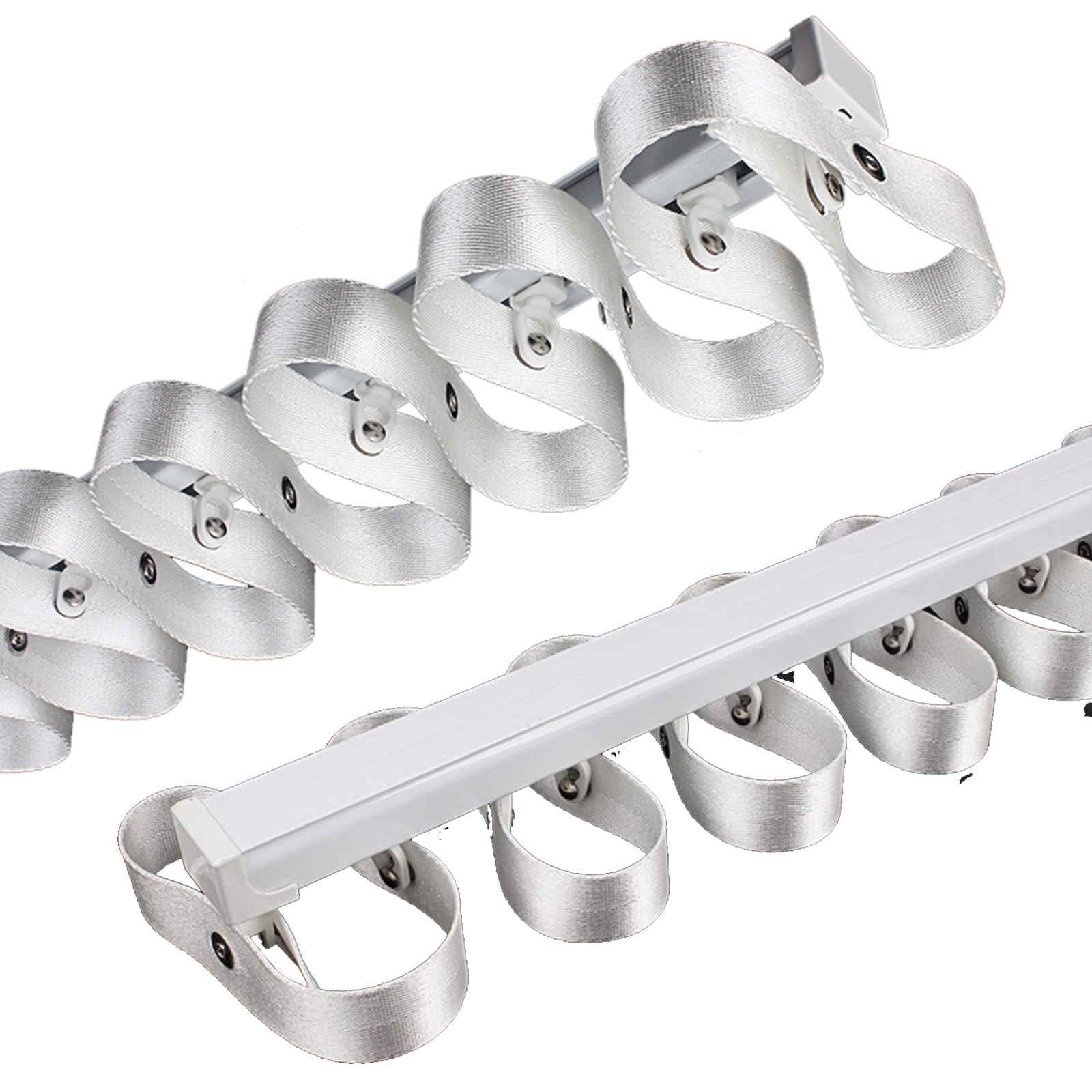 Heavy-Duty Aluminum Ripplefold Curtain Track Set, S-Shaped Wave Curtain Rail Track, Snake-Shaped Ceiling Curtain Rail for Curtains, Drapes, and Room Dividers(110CM(3.6FT),125mm)