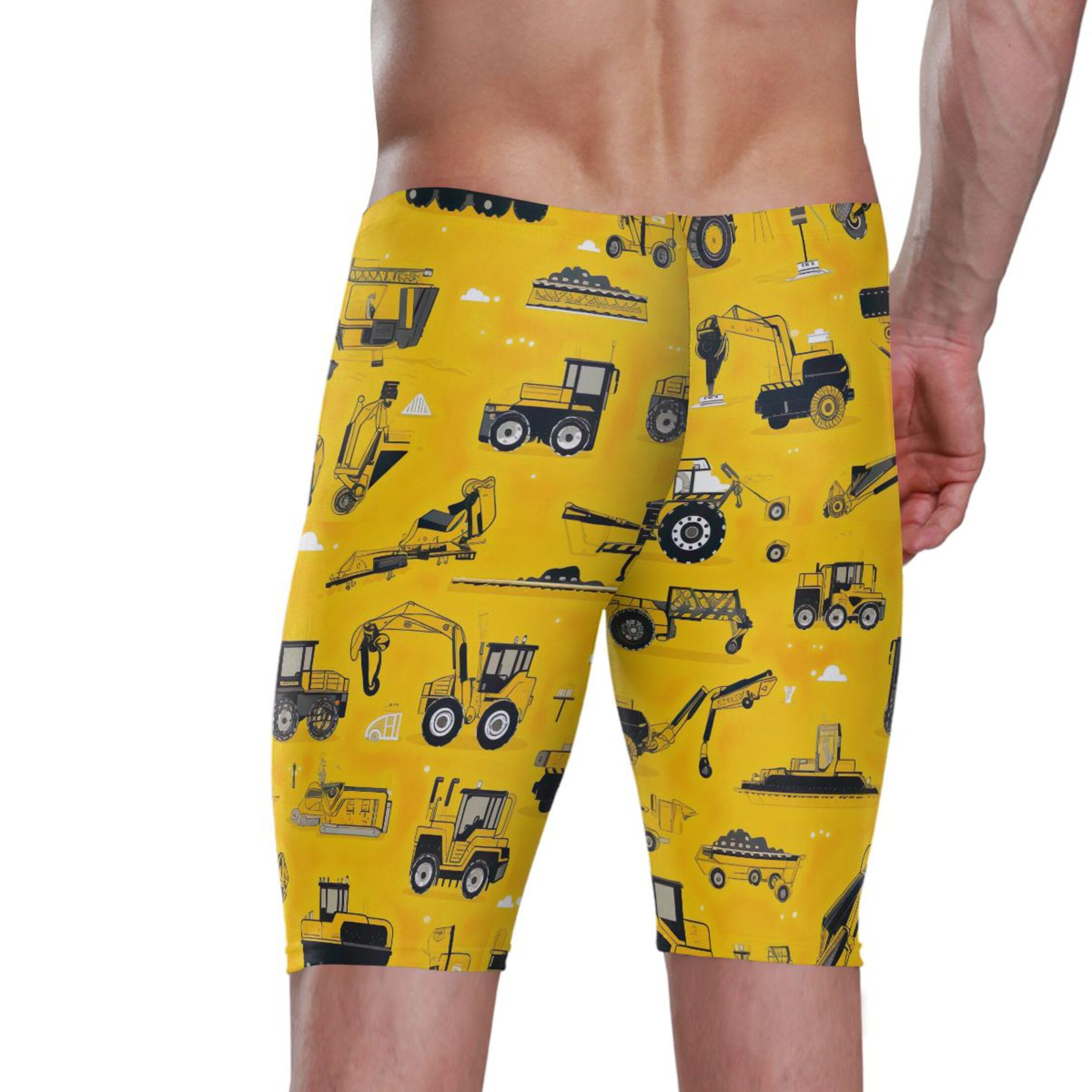 UMIRIKO Cute Car Tractor Men's Swimsuit Swim Jammers L B0400829