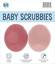 S&T INC. Exfoliating and Massaging Cradle Cap Bath Brushes for Baby, Silicone - 2 Inch x 2.5 Inch, Pink, 2 Pack