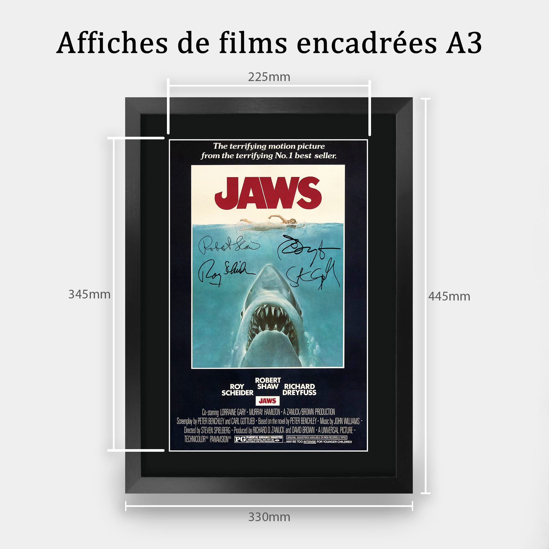 HWC Trading FR A3 JAWS Rob Scheider Cadeaux imprimés affiche photo autographe signée pour les fans de cinéma - A3 Encadré