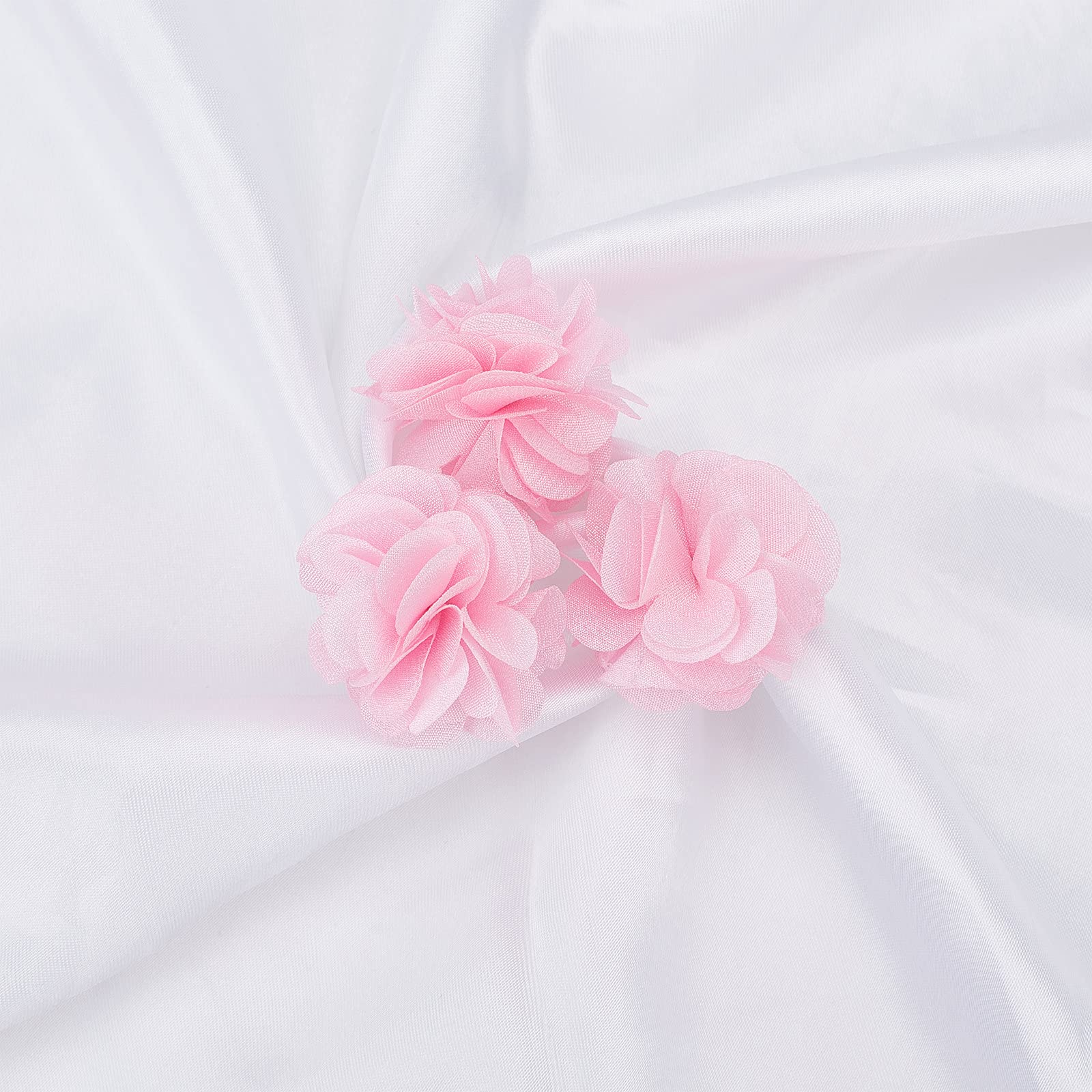 CRASPIRE 40 pz Fiori di Tessuto Rosa 1.34" 3D Chiffon Fiore Pizzo Rifiniture Mazzi di Fiori Cluster Fiore Patch di Pizzo Cucito Fai da Te per Artigianato Fai da Te Fasce Regalo di Nozze