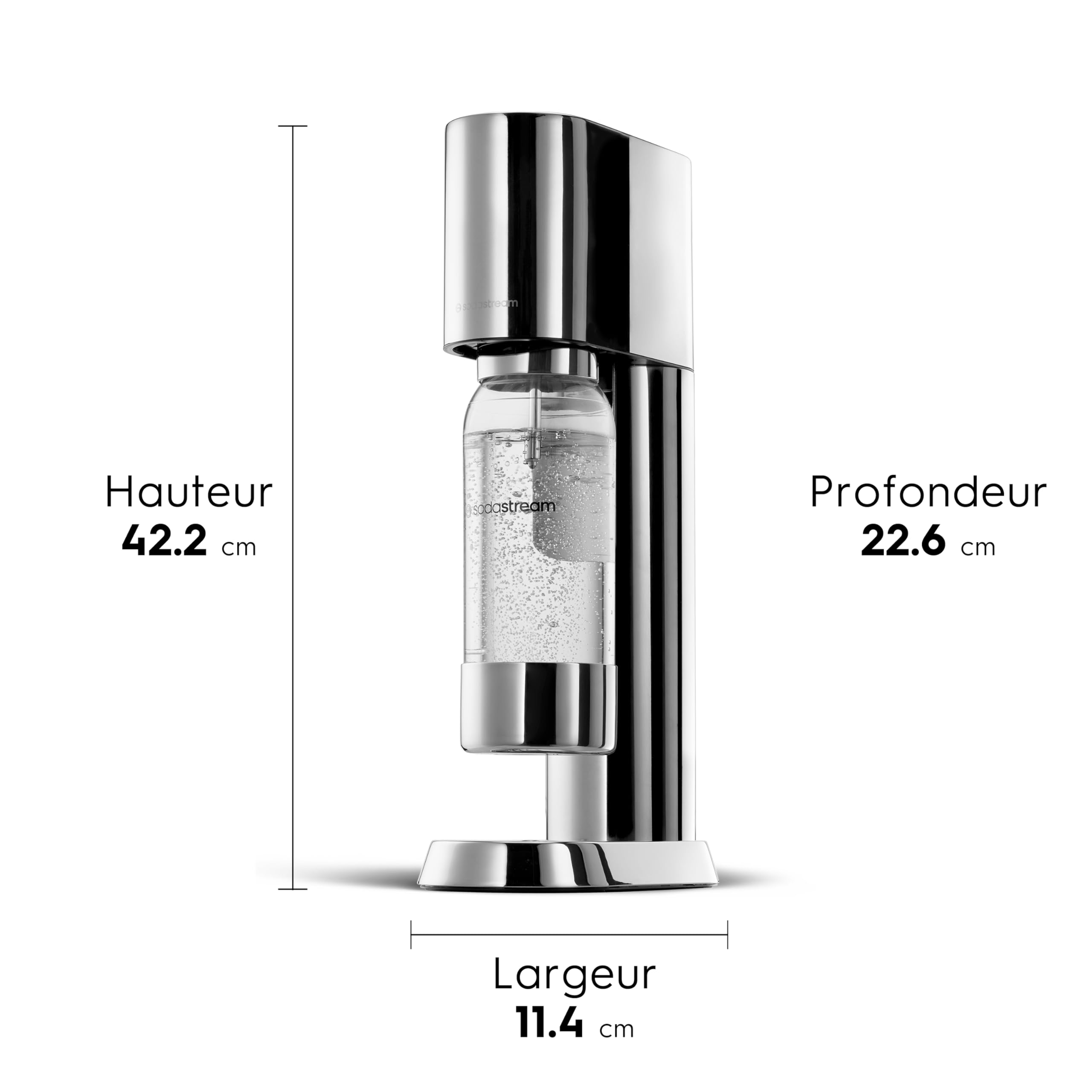 sodastream ensō Machine à Eau Pétillante et Soda | Pack 1 Bouteille 1L Compatible Lave-Vaisselle | Finition Acier Inoxydable