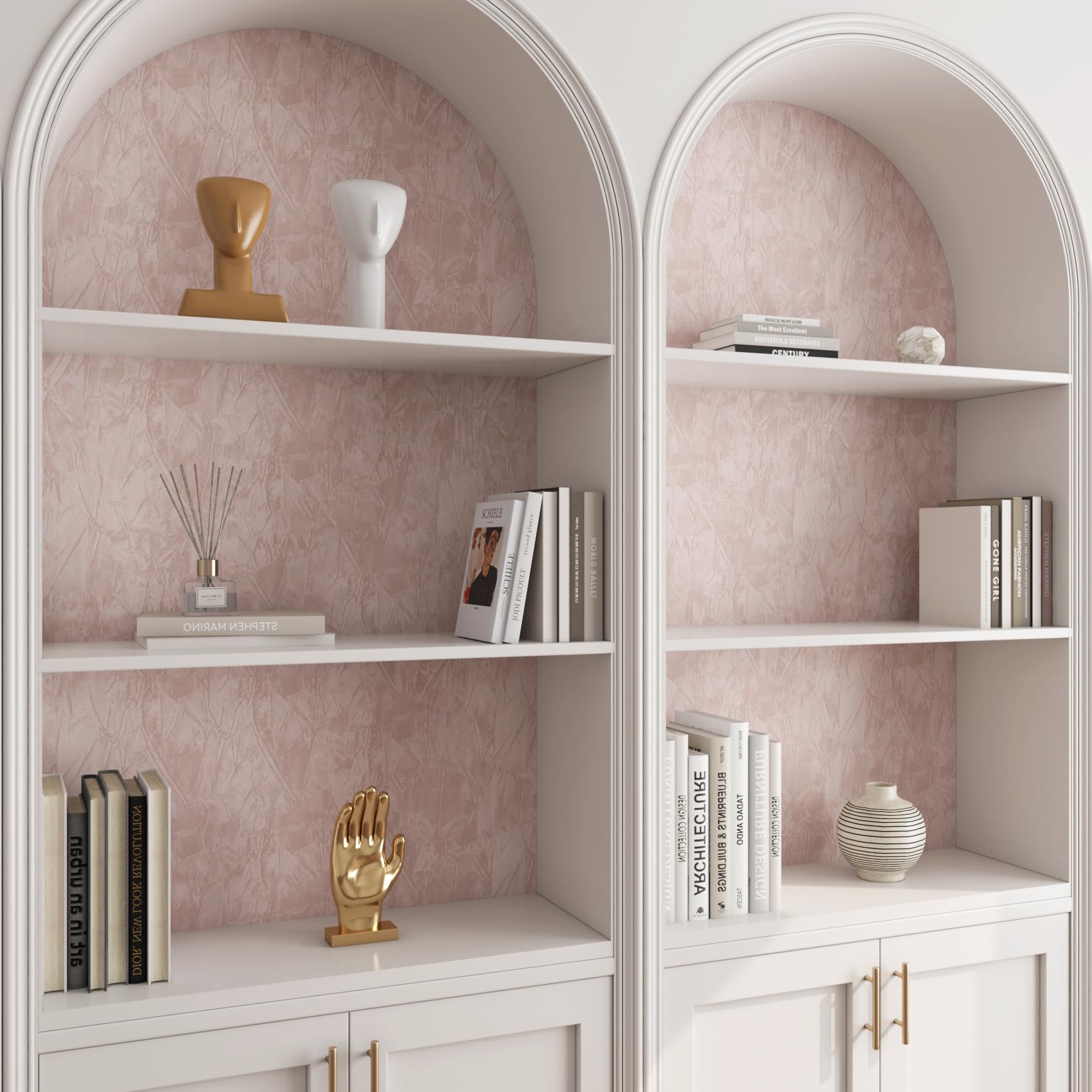 ReWallpaper Peel and Stick Wallpaper Pink Velvet Fabric Wallpaper for Living Room Pink 44.5cmx7m Contact Paper for Crafts Furniture Liner Felt Flocking Plain Vintage Wallpapers Velvet - Image 3