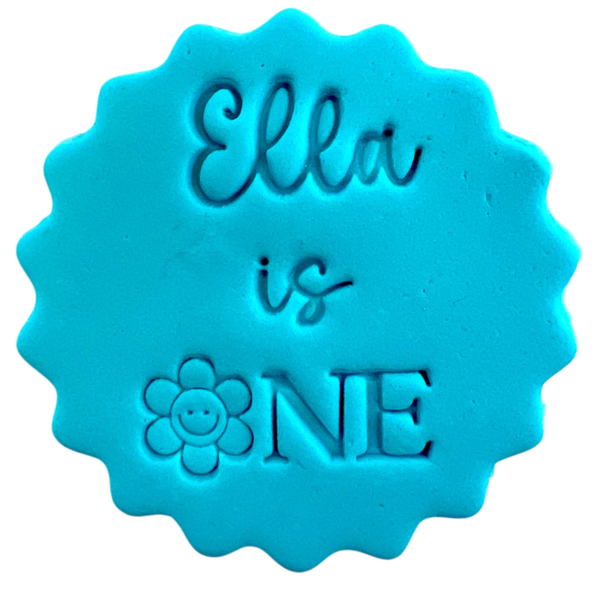 Personalised Cookie Stamp with Free Scallop Cutter, Birthday Age Collection, 5cm Acrylic Biscuit Embosser, Food-Safe Plastic Baking Tool, Fits M&S All Butter Biscuits (Design 11)