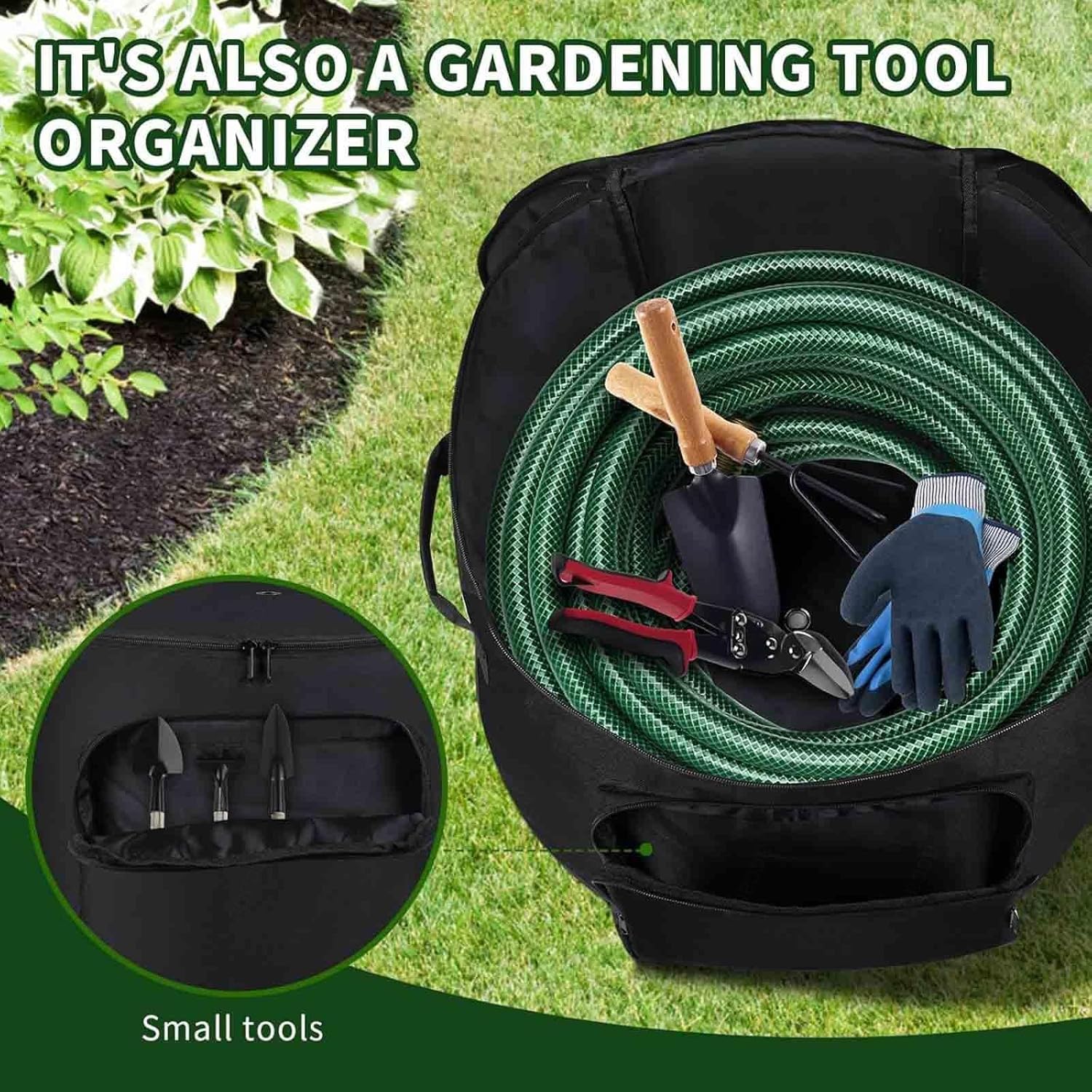 ホース 収納 45mの水道管を収容可能, ホースバスケット コンパクトなデザインでスペースを節約 ガーデンホース 収納 ー 庭・テラ