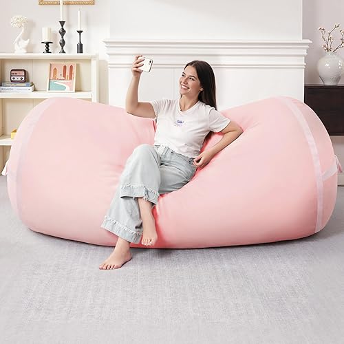 Miniatura 11 de HABUTWAY Puf gigante de 2 pies para adultos, con relleno de espuma viscoelástica, puf grande con funda de terciopelo holandés extraíble para sala de