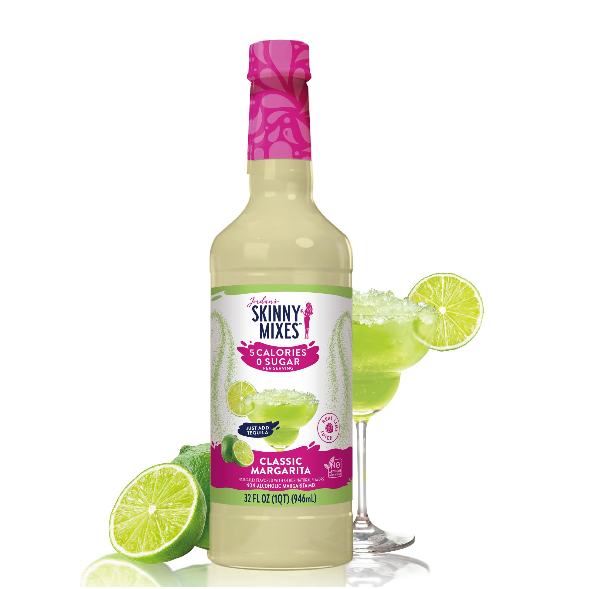 Jordan's Skinny Mixes Zuckerfreie Margarita-Mischung, aromatisierter Cocktail-Mixer, frisches Limettengetränk, kalorienarm, glutenfrei, keto-freundlich, 1