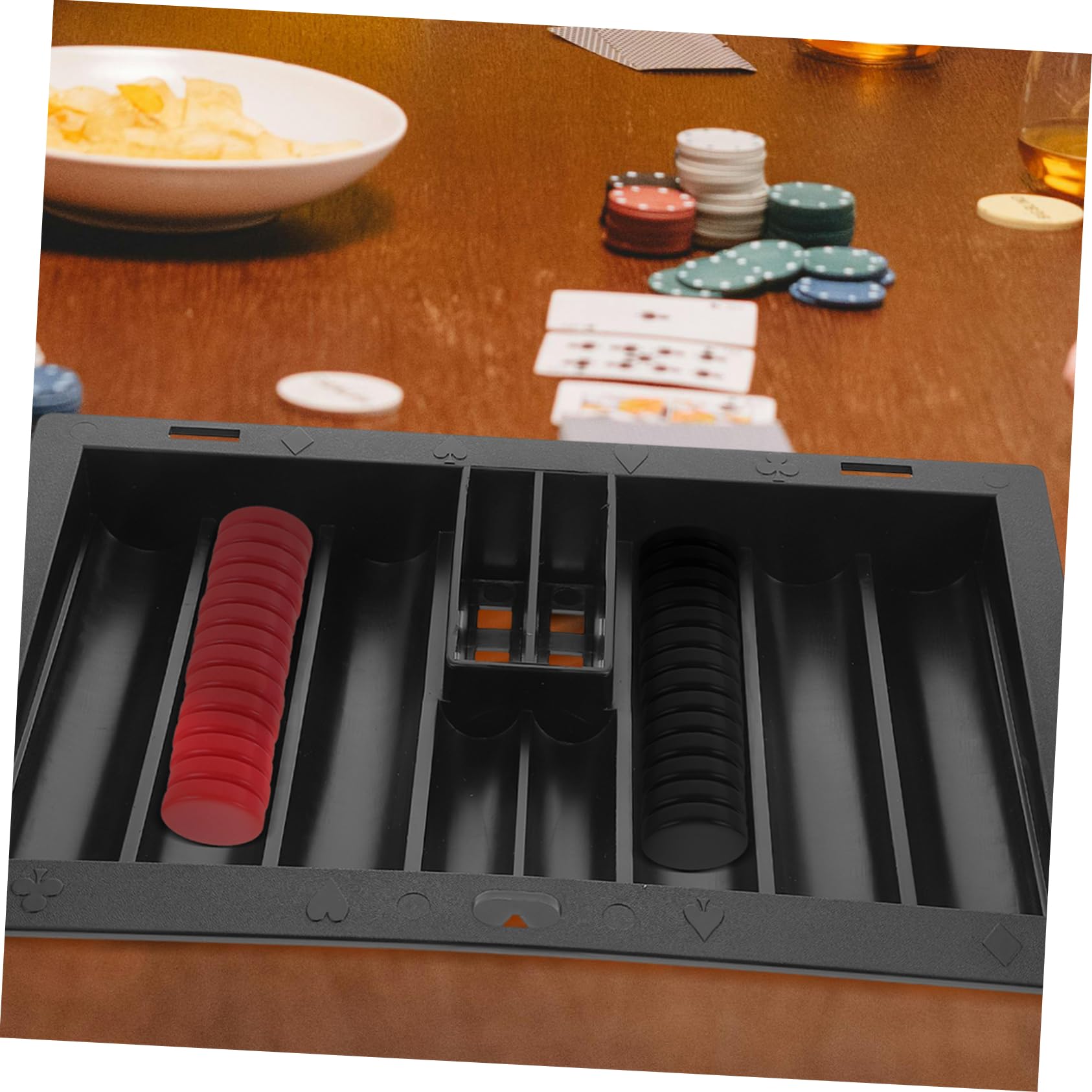 ibasenice Vassoio Portatile per Fiches da Poker Scatola di Stoccaggio in Acrilico Organizer da Tavolo Porta Fiches Multifunzione Comodo per Uso Domestico e Giochi Vari
