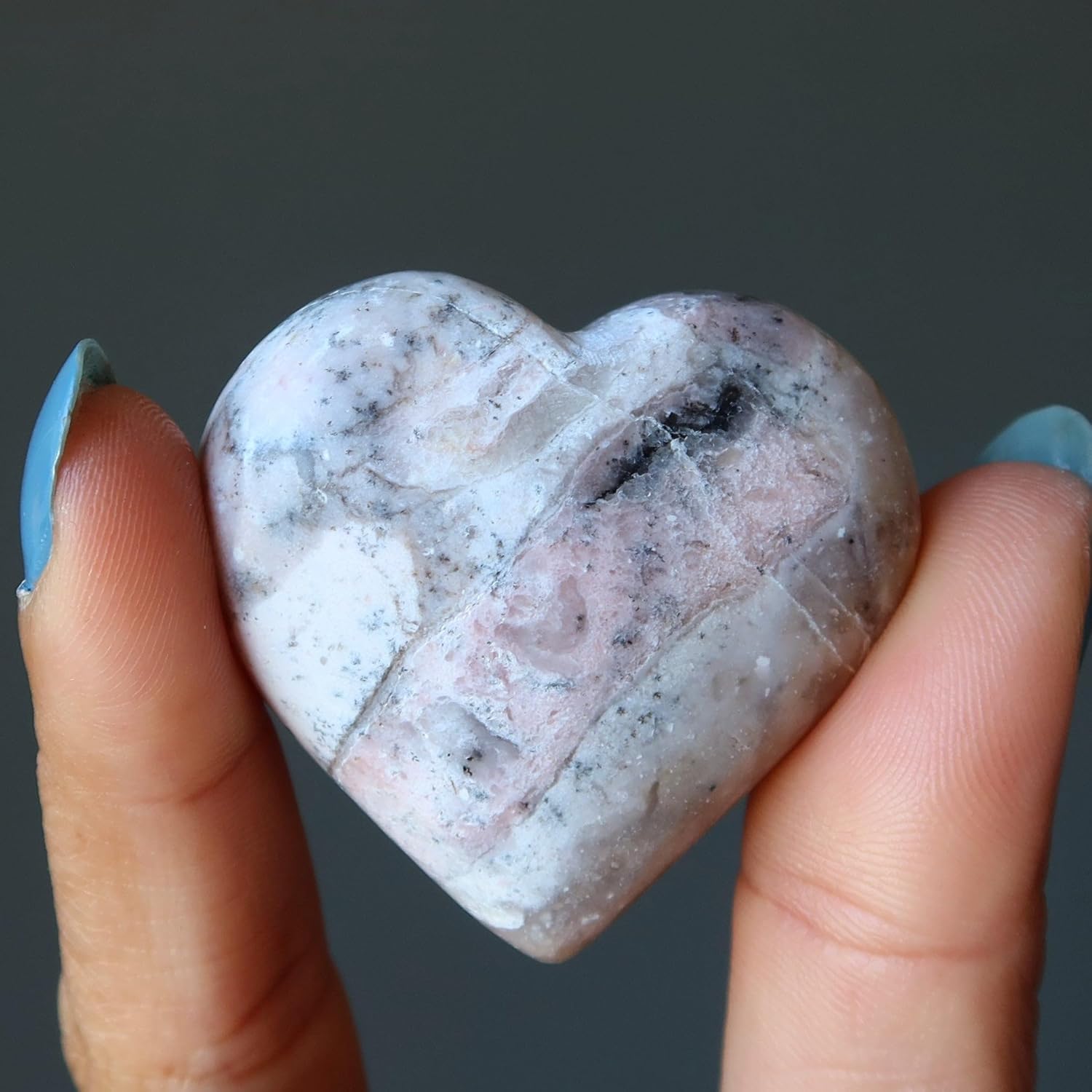 Satin Crystals Opal Heart Pink Love Stone 1.5-1.75 inch