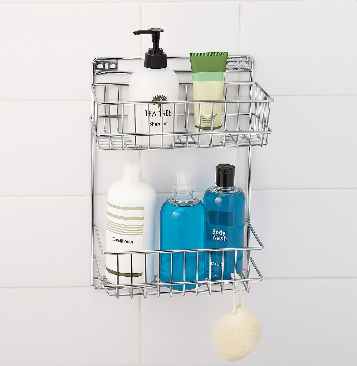 Wall Mounted Detergent Holder Detergent Steel Rack Bathroom Organiser Wall Mounted Rack, Detergent Shelf for wall Stainless Steel Detergent Holder for Bathroom (Set of 1) (NHSP)