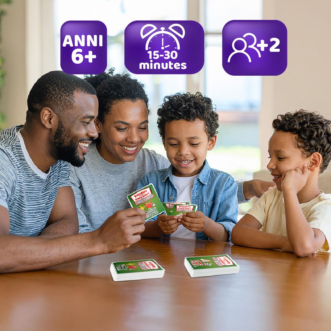 KANGUR Bambini Contro Genitori Calcio Quiz 54 Carte Gioco di Domande Calcio per Bambini e Famiglie Gioco da Tavolo Educativo Anni 6+ Gioco Compatto Regalo per Piccoli Calciatori e Tifosi