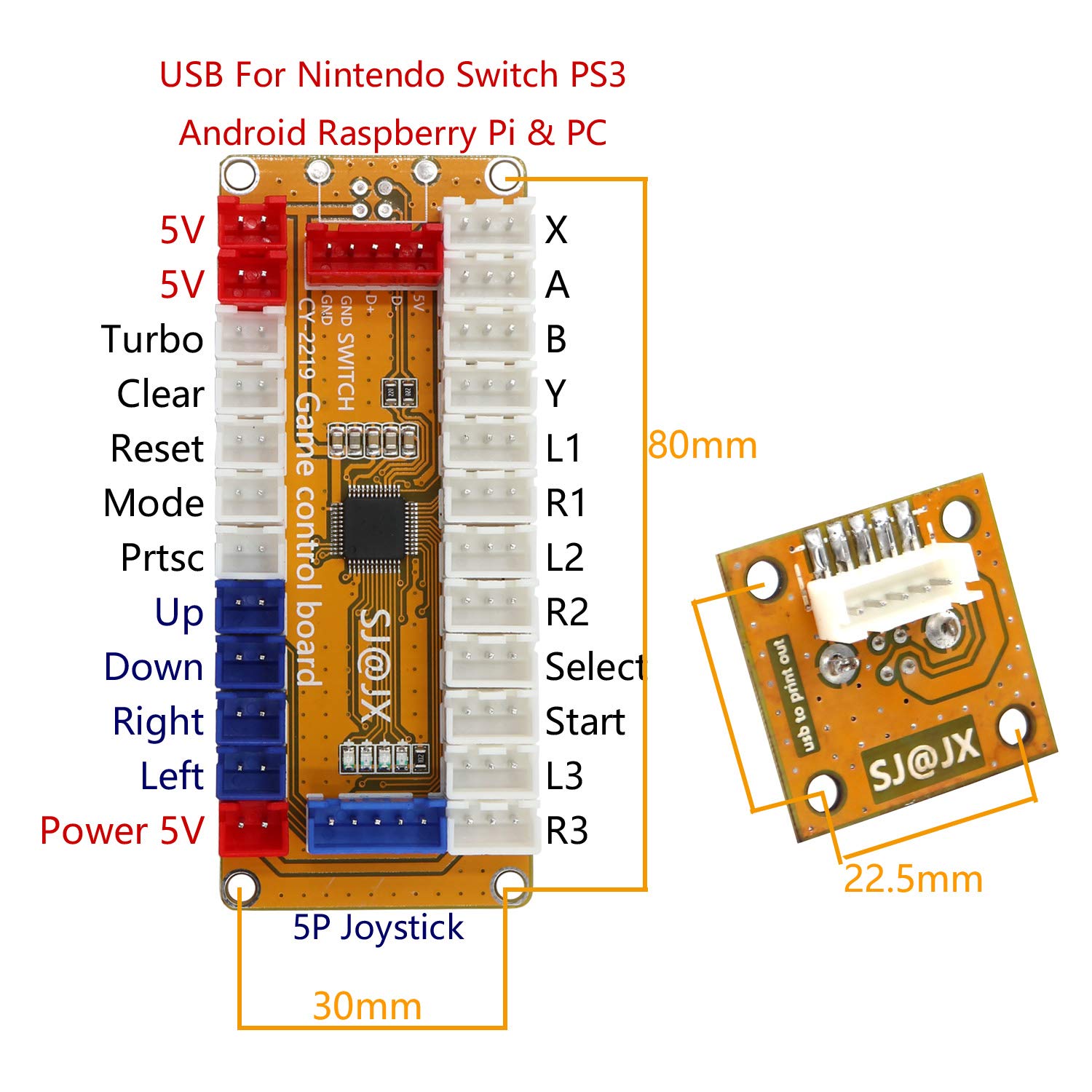 Arcade Kit SJ@JX Game Controller Encoder DIY Arcade Joystick