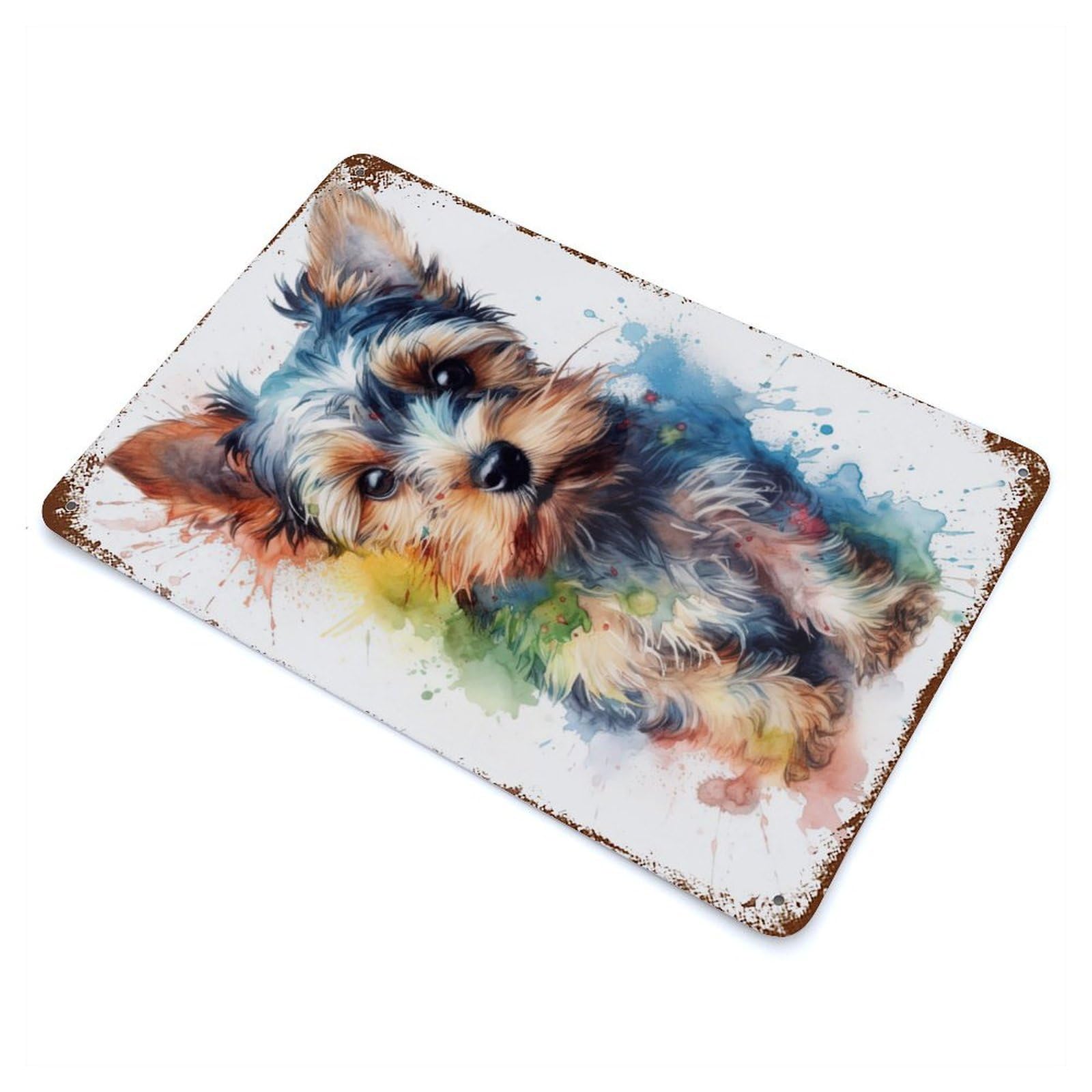 Yorkshire Terrier Puppy Vintage Rust Metal Sign 11.8"x7.9", for Basement, Hobby Room And Garage Decor, Farmhouse Wall Decor