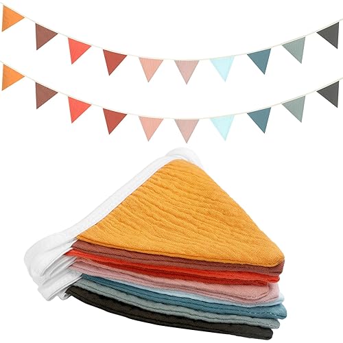 Oudain 15.5 ft Pennant Banner Flags, 2 Pcs Nursery Garland Triangle Bunting Flag Baby Banner for Nursery Decor Baby Birthday Boho Wedding Shower Party Event, Each 7.75 ft(Mixed Color)