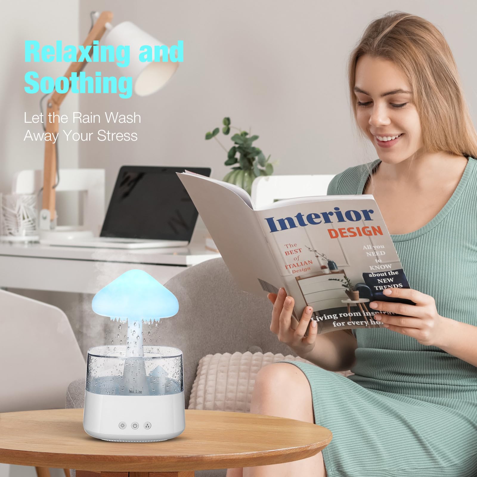 TOYANDONA Weißer Luftbefeuchter und Aroma Diffuser mit 450ml Kapazität Wolkenförmiges Design USB c Betrieb Weißes Nachtlicht für Schlafzimmer und Büro