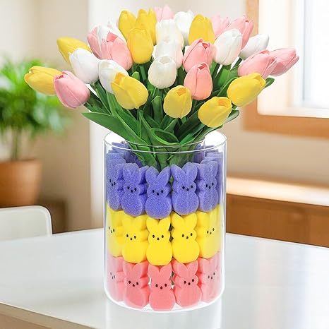 Easter Decorations - Vibrant Table Decor with Bunny Vase Filler Set, Spring Centerpiece for Home and Holiday Celebrations