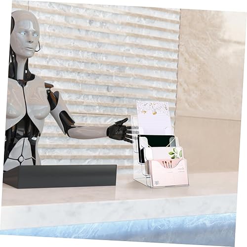 Miniatura 5 de VILLCASE Soporte acrílico para folletos, soporte de 4 niveles transparente para folletos, soporte de exhibición de folletos con múltiples bolsillos,