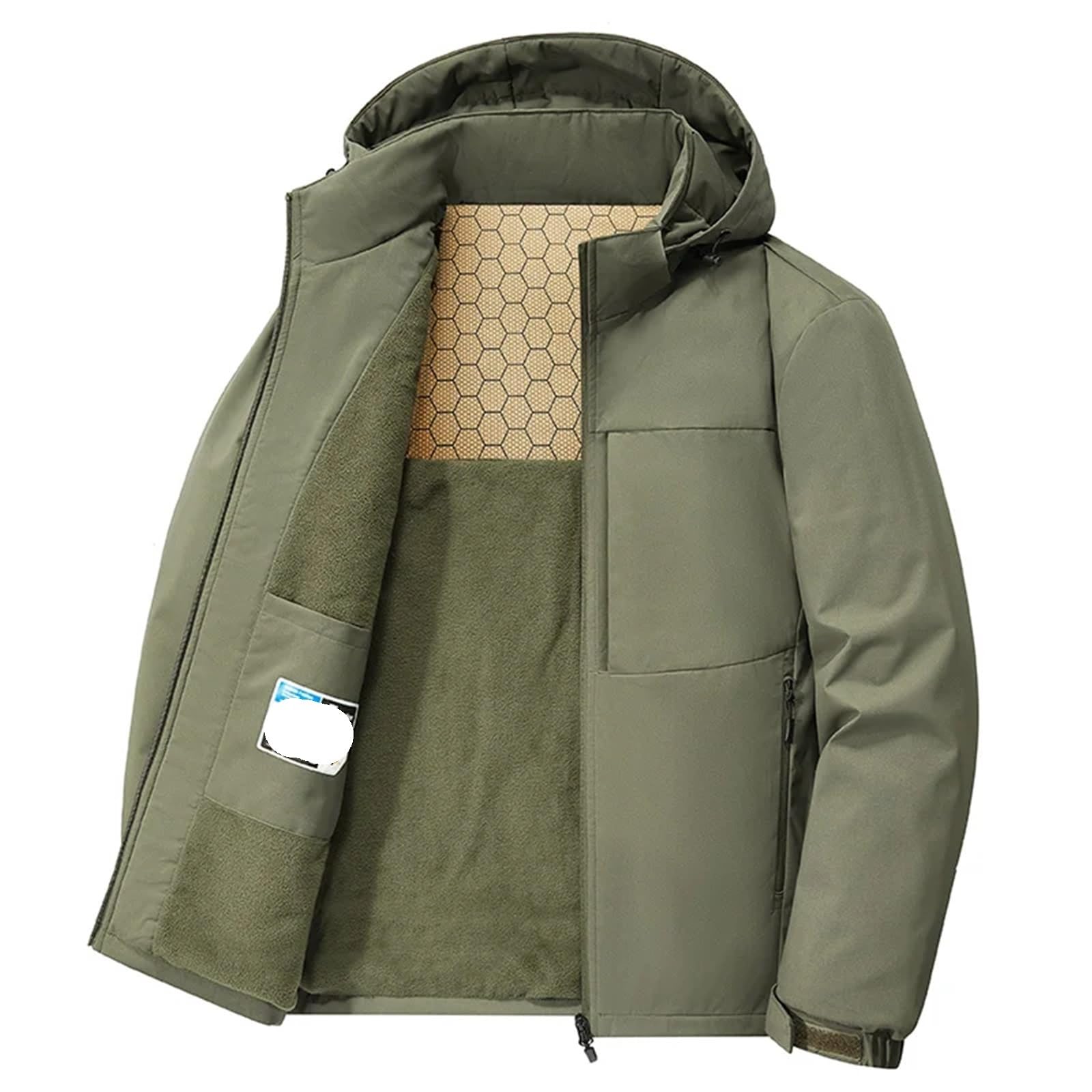 Giacche invernali impermeabili Softshell da uomo, con cappuccio, for pesca, escursionismo, campeggio, arrampicata, sci, sport all'aria aperta Per Uomo