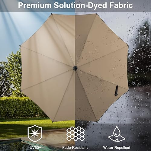 Miniatura 4 de Gardesol Sombrilla de patio de 9 pies, sombrilla de mesa al aire libre con botón de inclinación, 8 varillas resistentes, protección UV, tela teñida