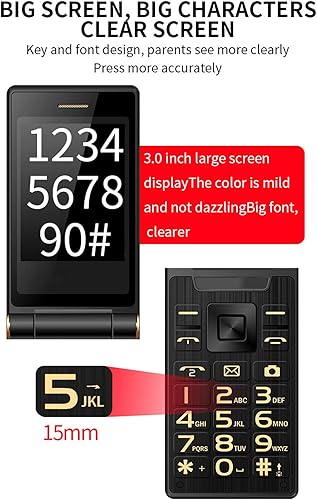 Miniatura 5 de Hilitand Teléfono móvil con tapa desbloqueada para personas mayores, función básica, teléfono celular grande 2G, 5900mAh, SOS, linterna, doble SIM,