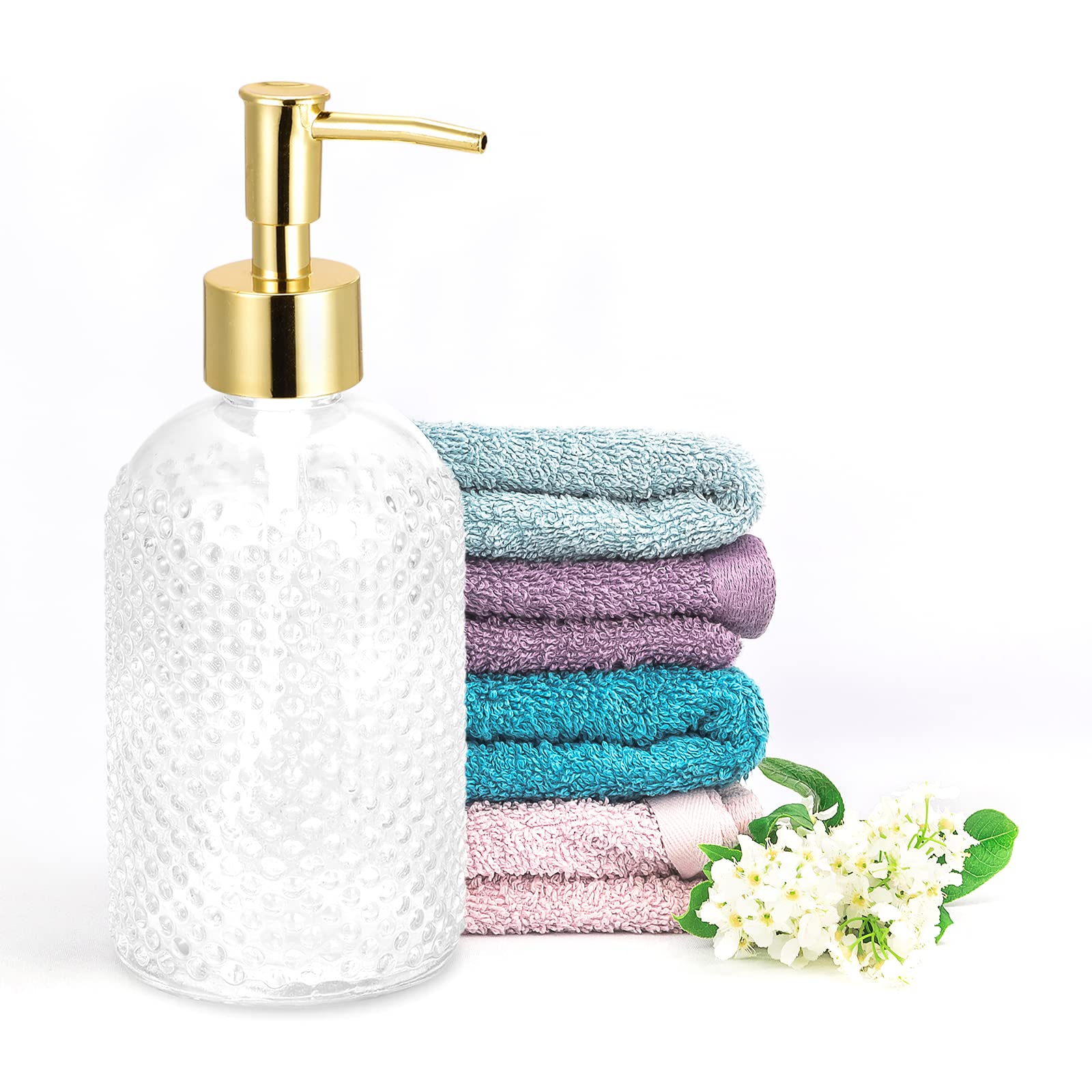 Uxcell 2-Pack Clear Glass Soap Dispenser With Pump | 17 Oz Capacity For Kitchen & Bathroom