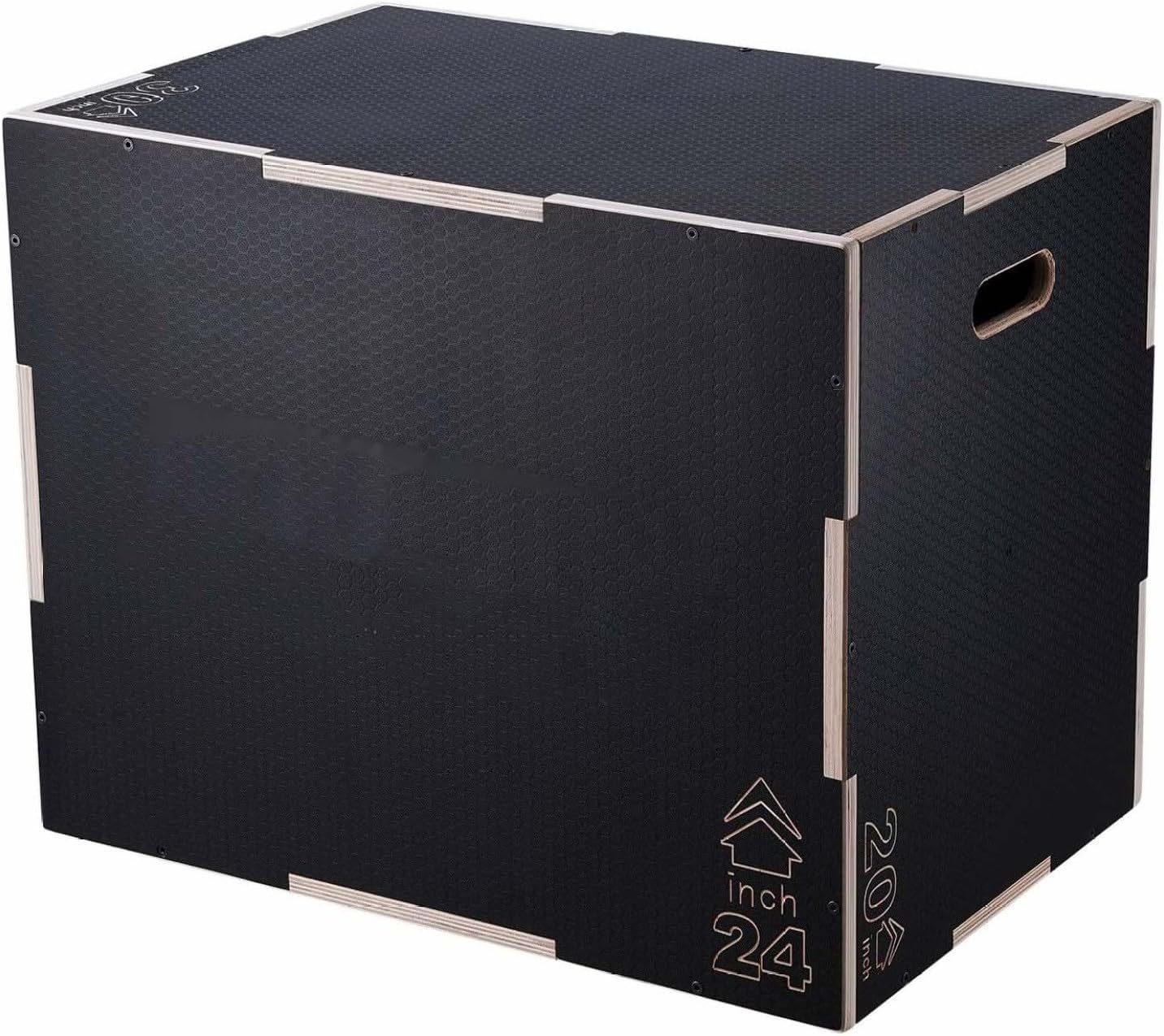 Plyometric Jump Box 3 in 1, 30/24/20 Inch Wooden Plyo Box, Fitness Agility Platform for Home Gym, Strength Training, Step Up Exercise - Black