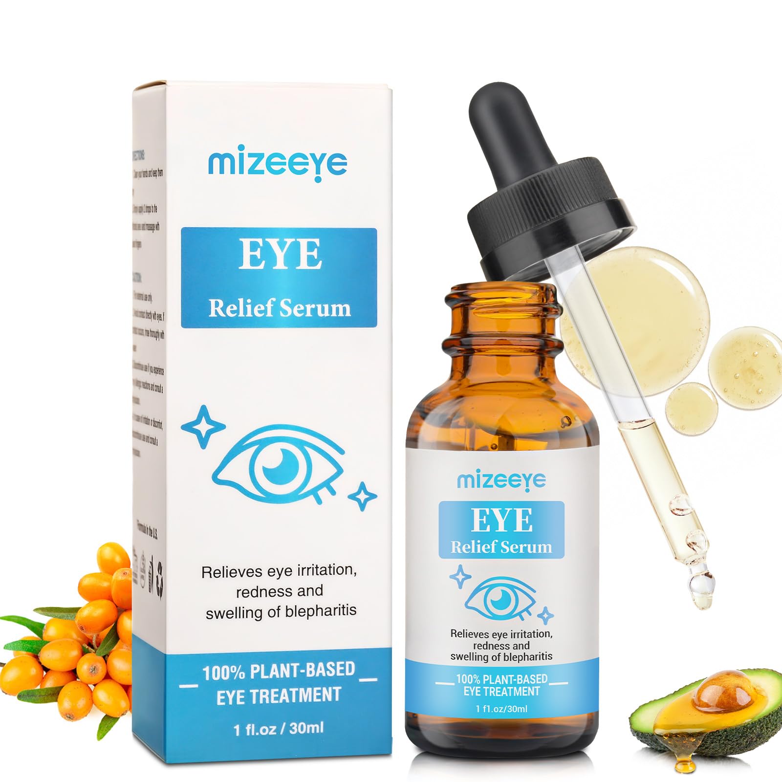 Eye Serum For Chalazion & Blepharitis Treatment, 30ML Chalazion Remover For Eyelid Treatment, Blepharitis Eyelid Serum With Avocado Oil, Sea Buckthorn Oil & Caffeine, Relieve Puffiness and Eye Fatigue