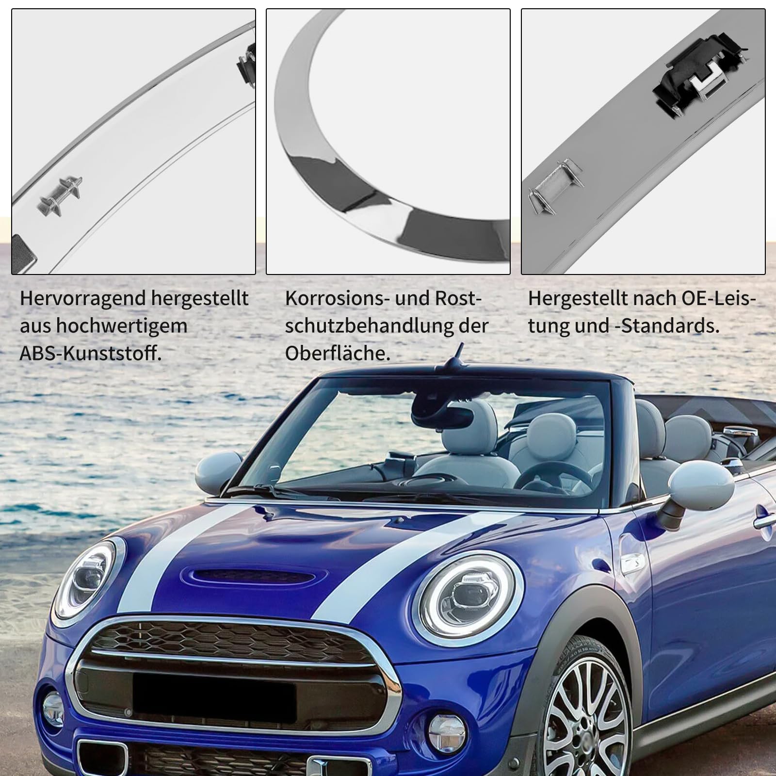 Mini Cooper F55 F56 F57 2014-2021 Cerchietto Fari Ricambio Argento 2 Pezzi
