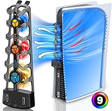 Cooling Fan for PS5,Cooler Fan with 3 Adjustable Quiet Cooling Fans and RGB Light for PS5 Cooling System Efficient Accessories Cooler Fan with 2.0 USB HUB for PlayStation 5 Disc and Digital Edition