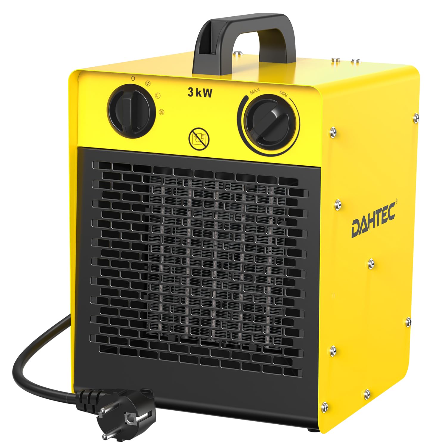 DAHTEC Heizlüfter 3000W Keramik mit Thermostat, 3 Stufen, Klein & Tragbar