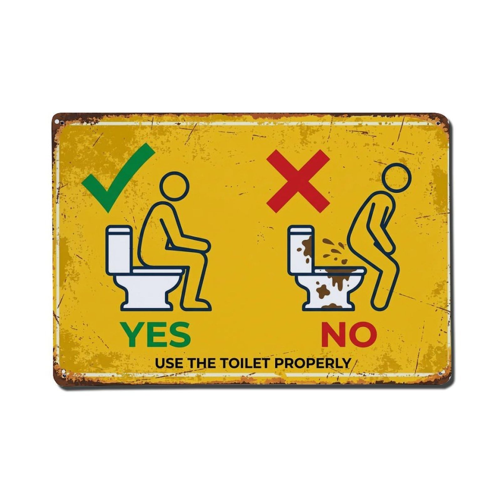 Toilet Proper Usage Bathroom 1 Vintage Metal Tin Sign Plaque Wall Decor for Cafe, Club, Garden Metal Poster 8x12Inch