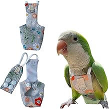 Snap-Closure Parrot Diaper Flight Suit for Cockatiels, Lovebirds & Medium Birds Cotton Washable Escape-Proof Harness with Leash SetCockatiel Diaper